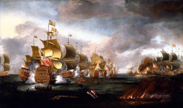 海戦 Painting - ローストフトの戦い 1665 年 6 月 3 日 イギリス艦隊とオランダ艦隊の交戦 アドリアン・ファン・ディースト著